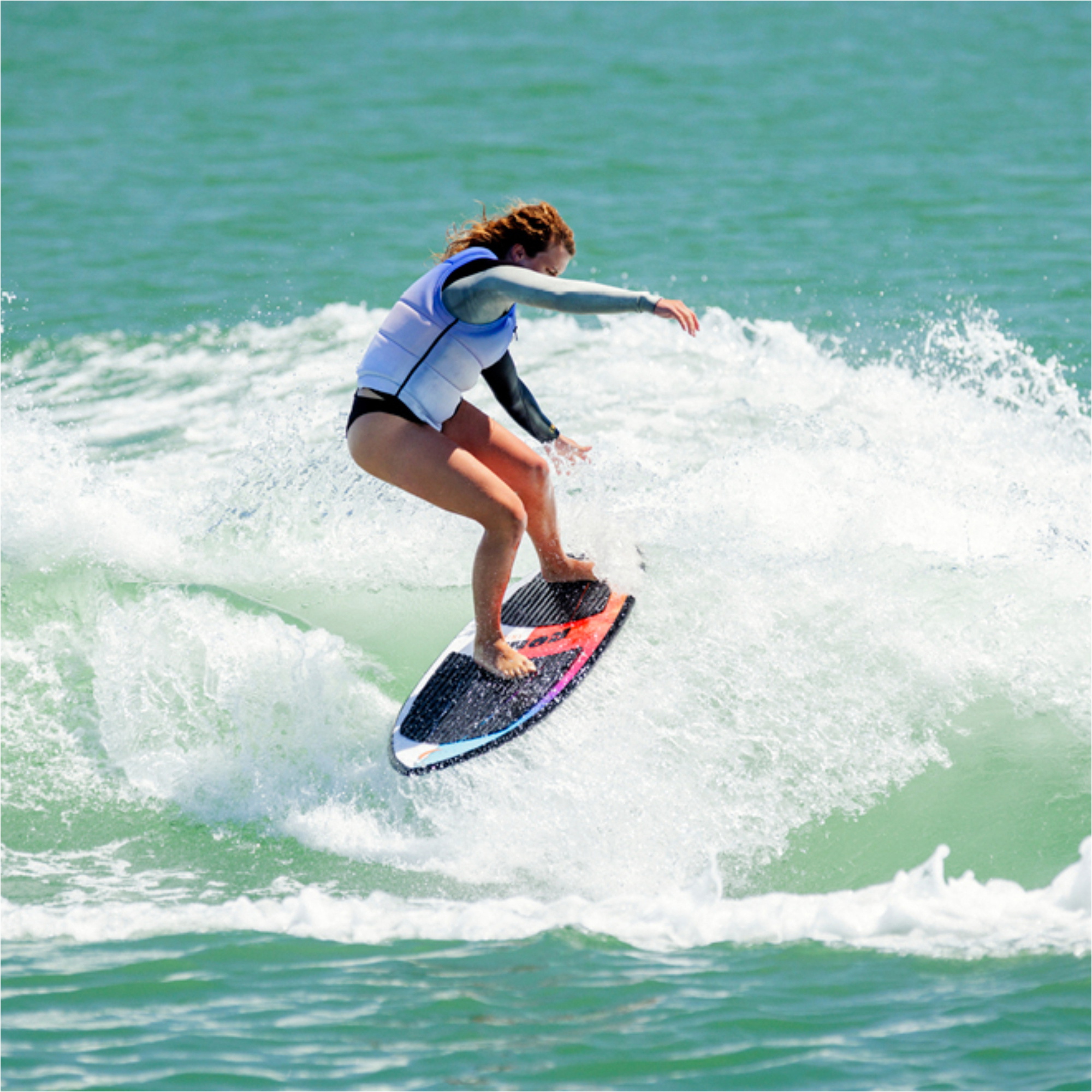 2025 Ronix Skimmer Wakesurf Board R25-WS-SC-S - Skyscape Blue / Red